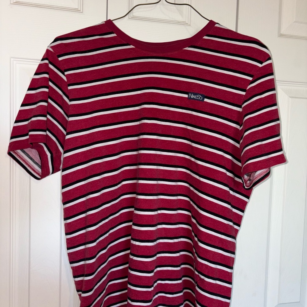 Nike Red and White Striped T-Shirt
